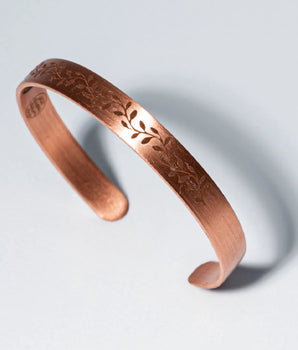 Zeytin Dalı Desenli Bakır Bileklik