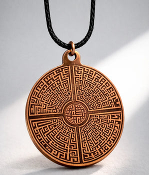 Dört Kul Suresi Bakır Kolye (Kufi Hat Sanatı)